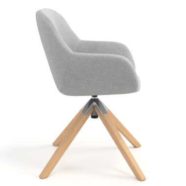chaise de reunion gris clair giratoire en bois tissu accoudoirs rembourres 3