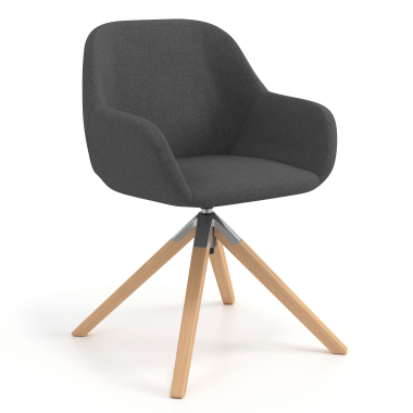 chaise de reunion anthracite giratoire en bois tissu accoudoirs rembourres 1