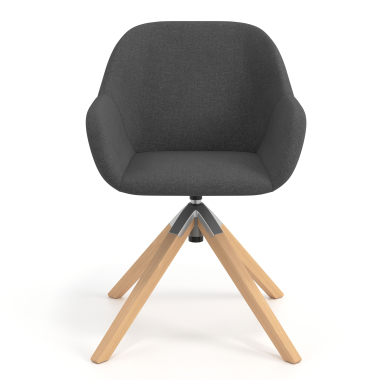 chaise de reunion anthracite giratoire en bois tissu accoudoirs rembourres 4