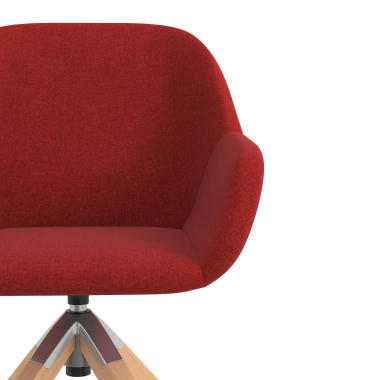 chaise de reunion rouge giratoire en bois tissu accoudoirs rembourres 5