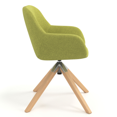 chaise de reunion vert giratoire en bois tissu accoudoirs rembourres 3