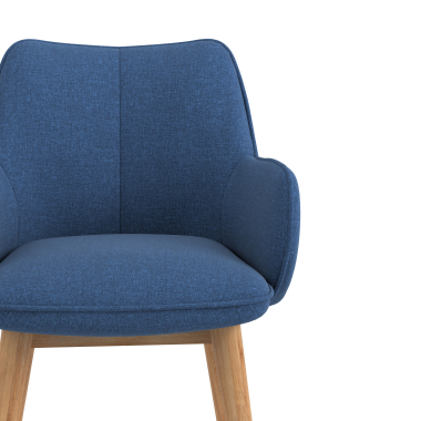 chaise scandinave bleu pattes en bois tissu accoudoirs rembourres 5