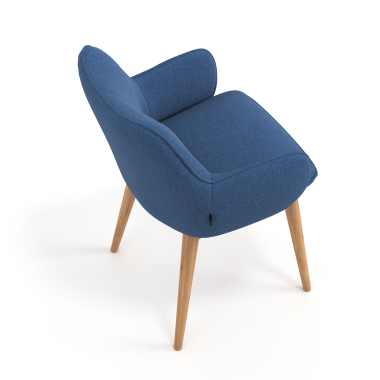chaise scandinave bleu pattes en bois tissu accoudoirs rembourres 7