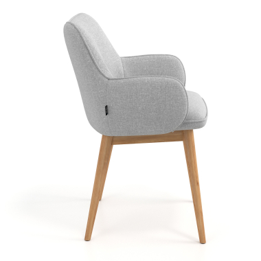 chaise scandinave gris pattes en bois tissu accoudoirs rembourres 3