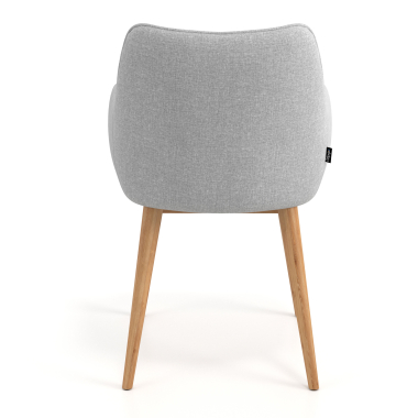 chaise scandinave gris pattes en bois tissu accoudoirs rembourres 6