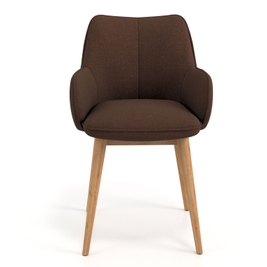 chaise scandinave marron pattes en bois tissu accoudoirs rembourres 4