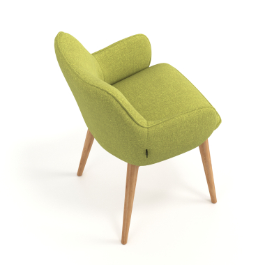 chaise scandinave vert pattes en bois tissu accoudoirs rembourres 7