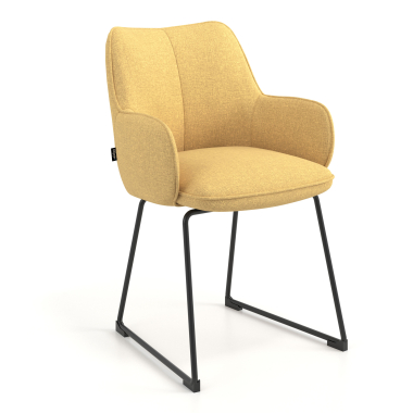 chaise visiteur jaune structure pietement luge tissu accoudoirs rembourres 1