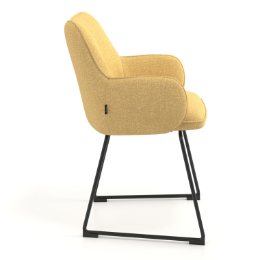 chaise visiteur jaune structure pietement luge tissu accoudoirs rembourres 3