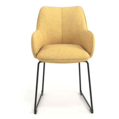 chaise visiteur jaune structure pietement luge tissu accoudoirs rembourres 4