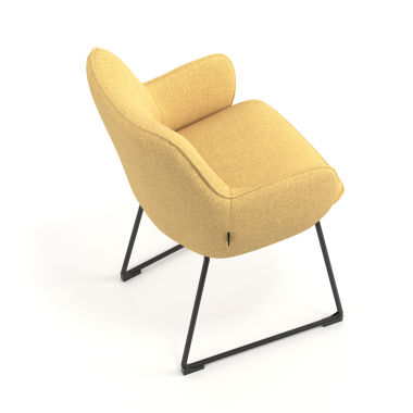 chaise visiteur jaune structure pietement luge tissu accoudoirs rembourres 7