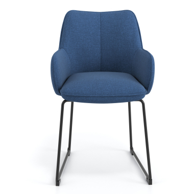 chaise visiteur bleu structure pietement luge tissu accoudoirs rembourres 4