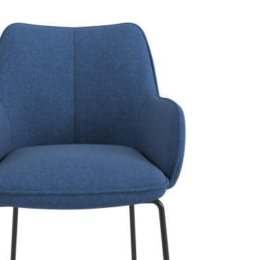 chaise visiteur bleu structure pietement luge tissu accoudoirs rembourres 5