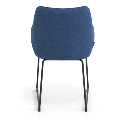 chaise visiteur bleu structure pietement luge tissu accoudoirs rembourres 6
