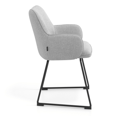 chaise visiteur gris structure pietement luge tissu accoudoirs rembourres 3