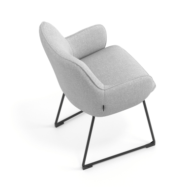 chaise visiteur gris structure pietement luge tissu accoudoirs rembourres 7