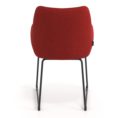 chaise visiteur rouge structure pietement luge tissu accoudoirs rembourres 6