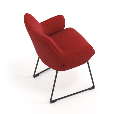 chaise visiteur rouge structure pietement luge tissu accoudoirs rembourres 7