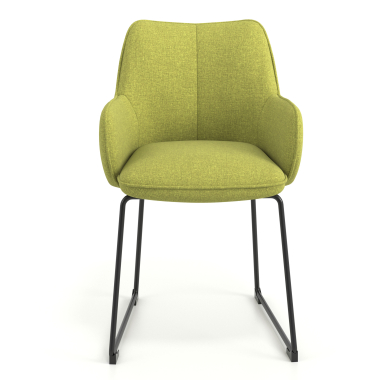 chaise visiteur vert structure pietement luge tissu accoudoirs rembourres 4