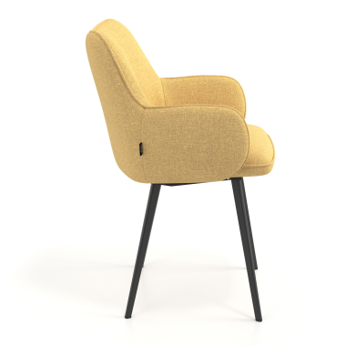 chaise visiteur jaune 4 pattes tissu accoudoirs rembourres 3