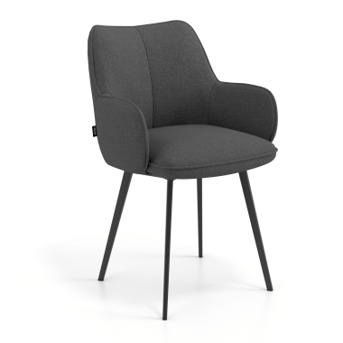 chaise visiteur noir anthracite 4 pattes tissu accoudoirs rembourres 1