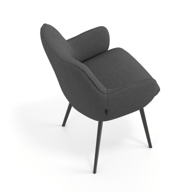 chaise visiteur noir anthracite 4 pattes tissu accoudoirs rembourres 7