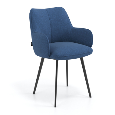 chaise visiteur noir bleu 4 pattes tissu accoudoirs rembourres 1