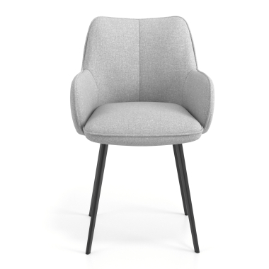 chaise visiteur noir gris 4 pattes tissu accoudoirs rembourres 4