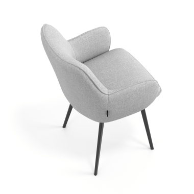 chaise visiteur noir gris 4 pattes tissu accoudoirs rembourres 7