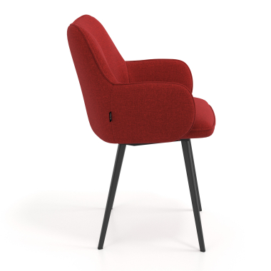 chaise visiteur noir rouge 4 pattes tissu accoudoirs rembourres 3