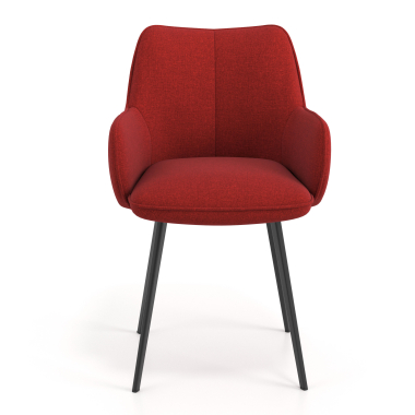 chaise visiteur noir rouge 4 pattes tissu accoudoirs rembourres 4
