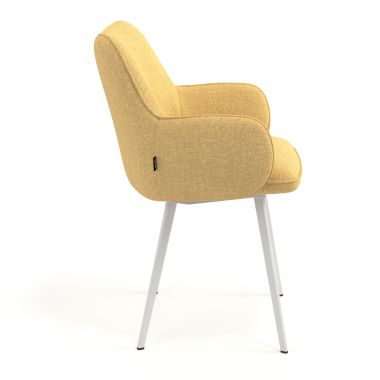 chaise visiteur blanc jaune 4 pattes tissu accoudoirs rembourres 3