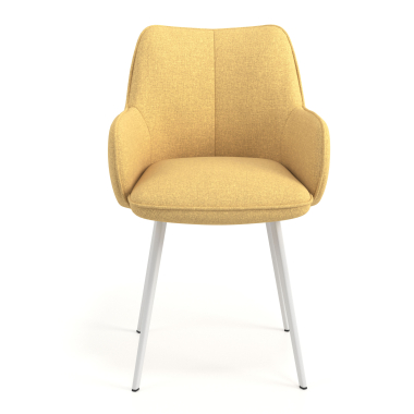 chaise visiteur blanc jaune 4 pattes tissu accoudoirs rembourres 4