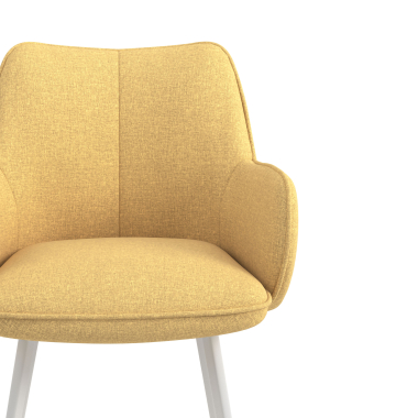 chaise visiteur blanc jaune 4 pattes tissu accoudoirs rembourres 5