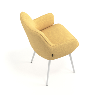 chaise visiteur blanc jaune 4 pattes tissu accoudoirs rembourres 7