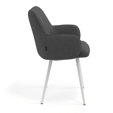 chaise visiteur blanc anthracite 4 pattes tissu accoudoirs rembourres 3