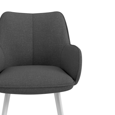 chaise visiteur blanc anthracite 4 pattes tissu accoudoirs rembourres 5