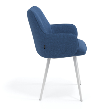 chaise visiteur blanc bleu 4 pattes tissu accoudoirs rembourres 3