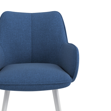 chaise visiteur blanc bleu 4 pattes tissu accoudoirs rembourres 5