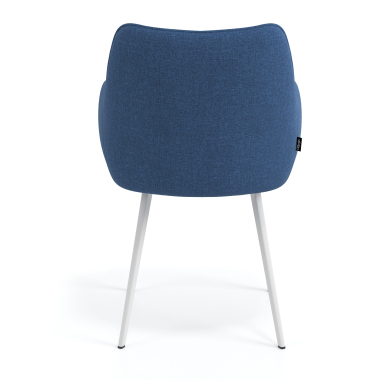 chaise visiteur blanc bleu 4 pattes tissu accoudoirs rembourres 6