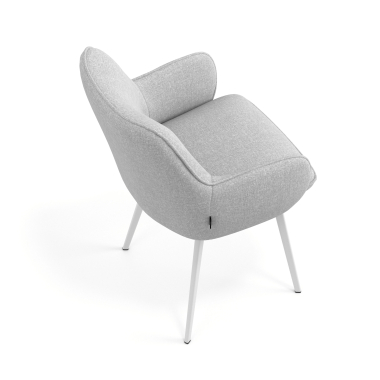 chaise visiteur blanc gris 4 pattes tissu accoudoirs rembourres 7