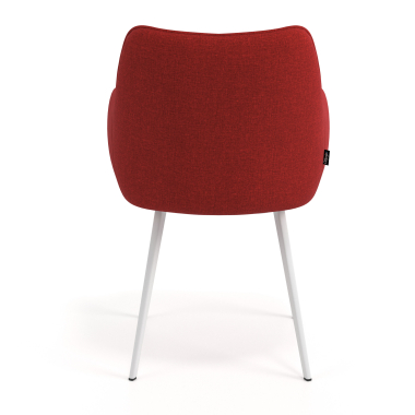 chaise visiteur blanc rouge 4 pattes tissu accoudoirs rembourres 6