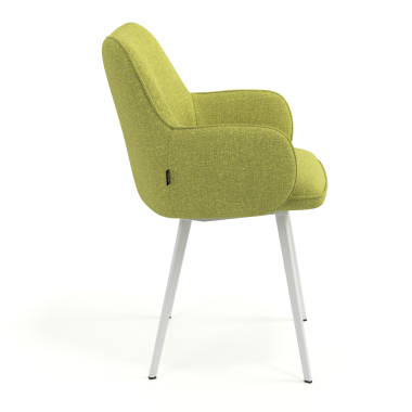 chaise visiteur blanc vert 4 pattes tissu accoudoirs rembourres 3