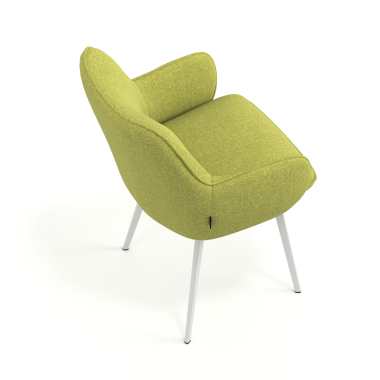 chaise visiteur blanc vert 4 pattes tissu accoudoirs rembourres 7