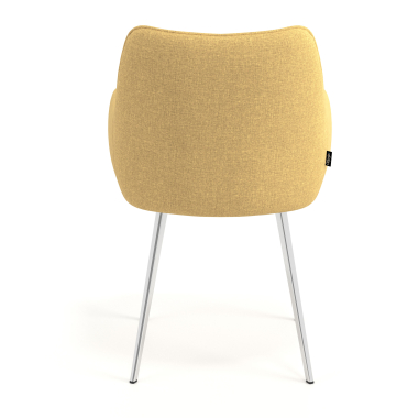 chaise visiteur chromee jaune 4 pattes tissu accoudoirs rembourres 6