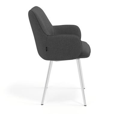 chaise visiteur chromee anthracite 4 pattes tissu accoudoirs rembourres 3