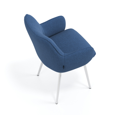 chaise visiteur chromee bleu 4 pattes tissu accoudoirs rembourres 7