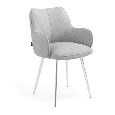 chaise visiteur chromee gris 4 pattes tissu accoudoirs rembourres 1