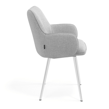 chaise visiteur chromee gris 4 pattes tissu accoudoirs rembourres 3