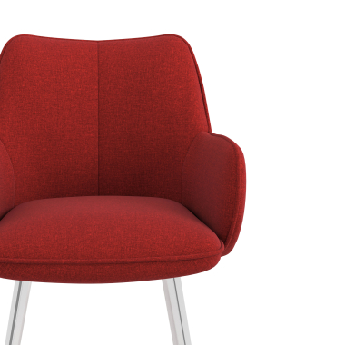 chaise visiteur chromee rouge 4 pattes tissu accoudoirs rembourres 5